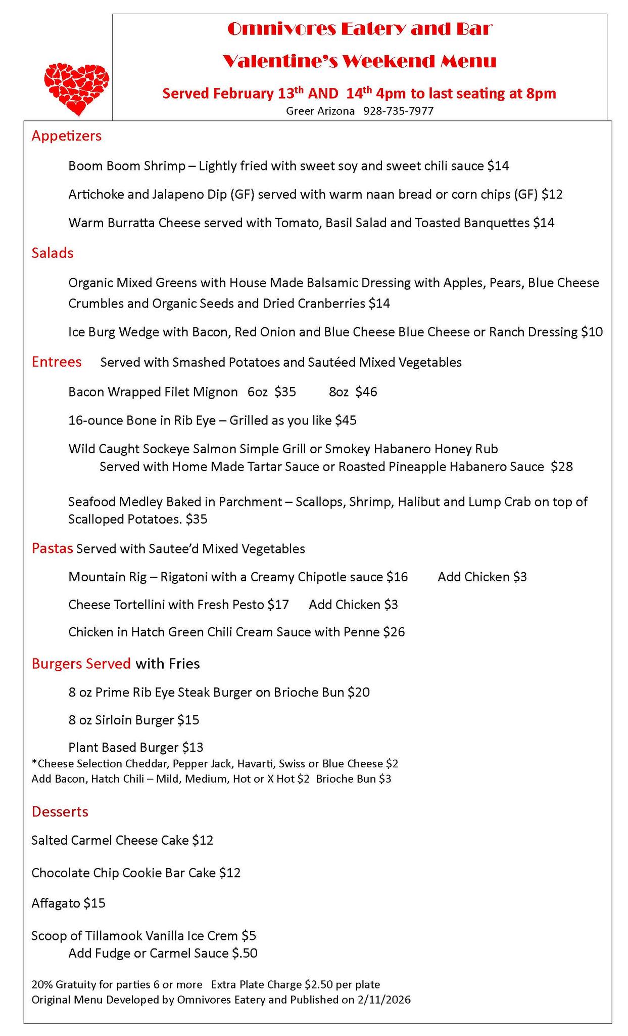 Omnivores Eatery and Bar Menu
