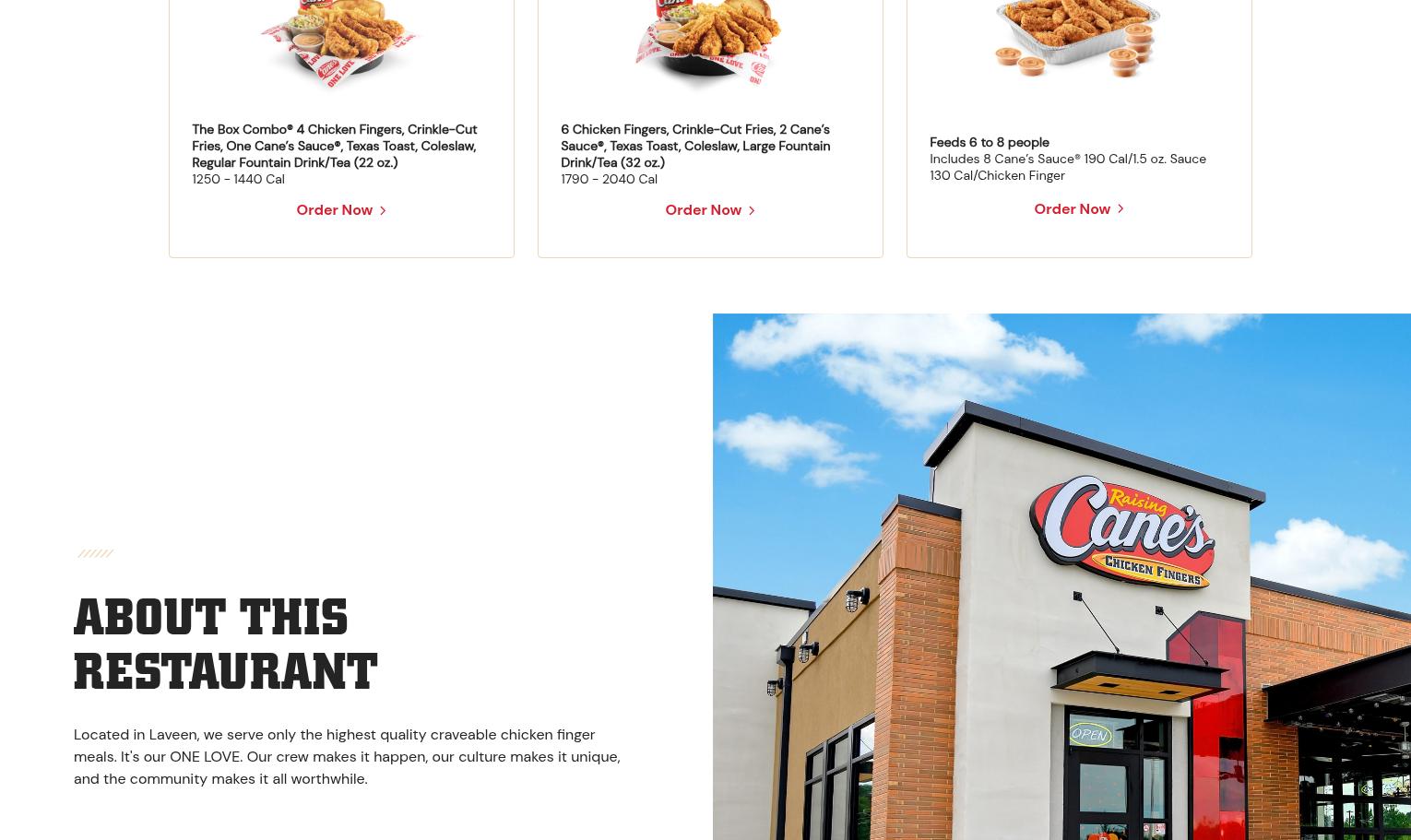 Raising Cane's Chicken Fingers Menu