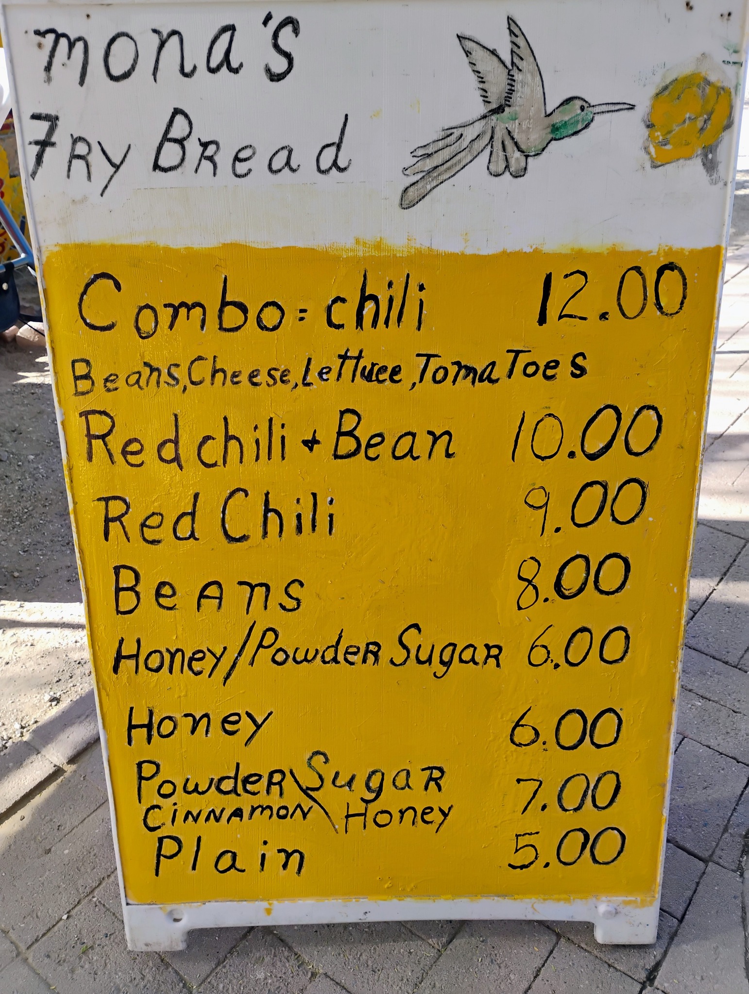 Mona's Frybread Menu
