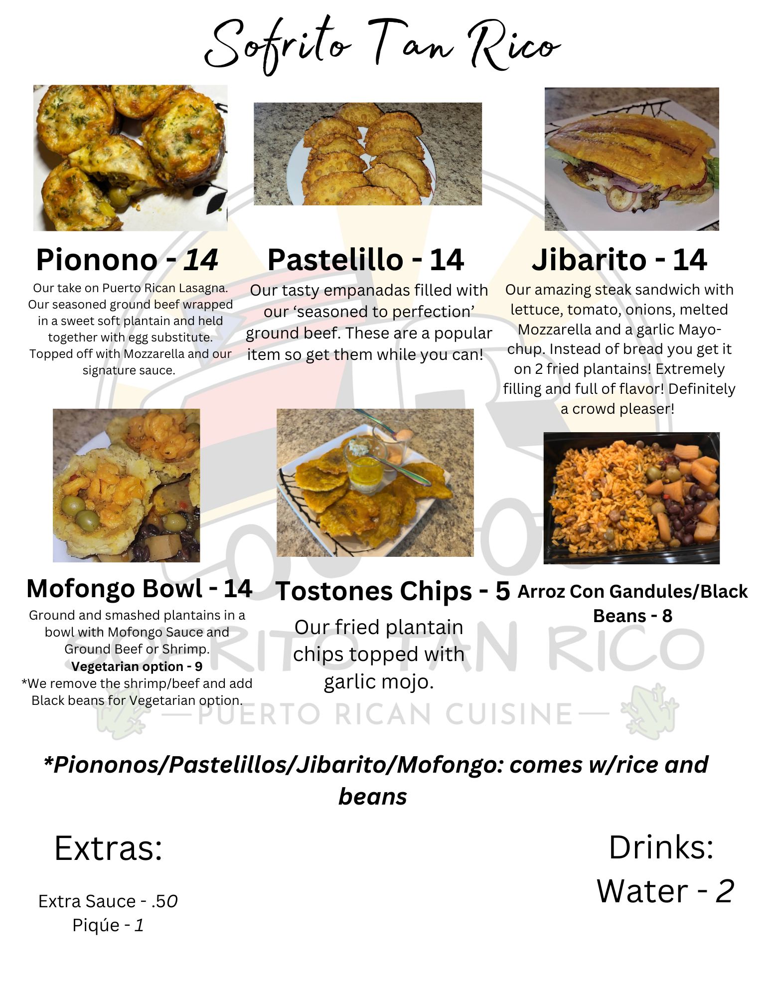 Sofrito Tan Rico Menu