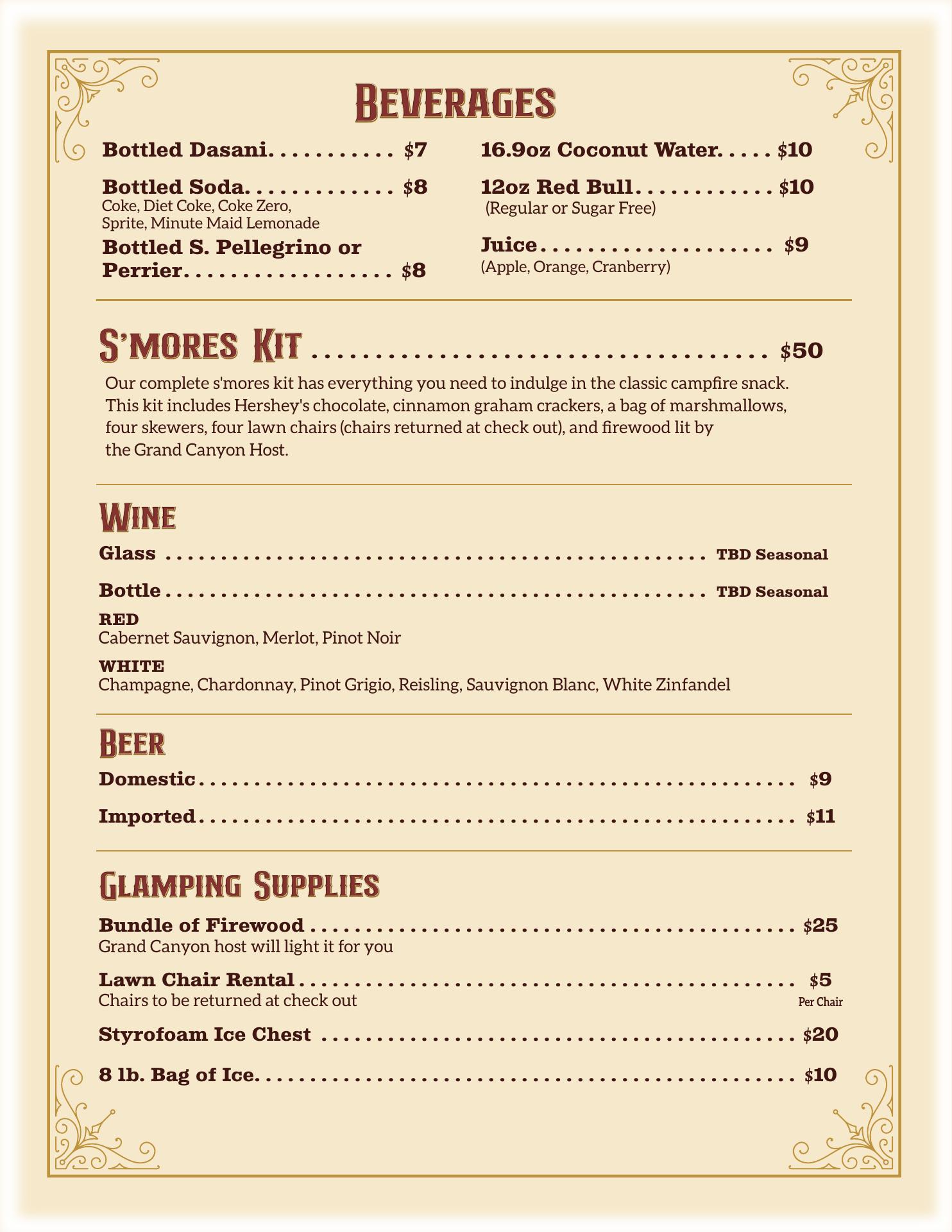 Grand Canyon Glamping Resort Menu