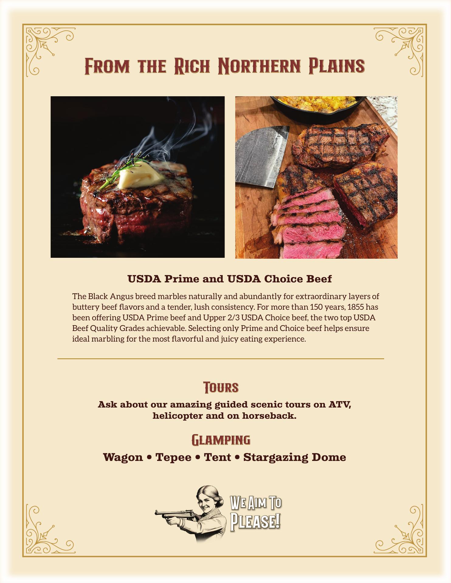 Grand Canyon Glamping Resort Menu