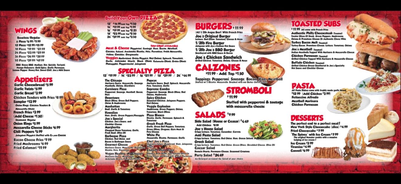 Jimmy & Joe's Pizzeria Serious Slices Menu