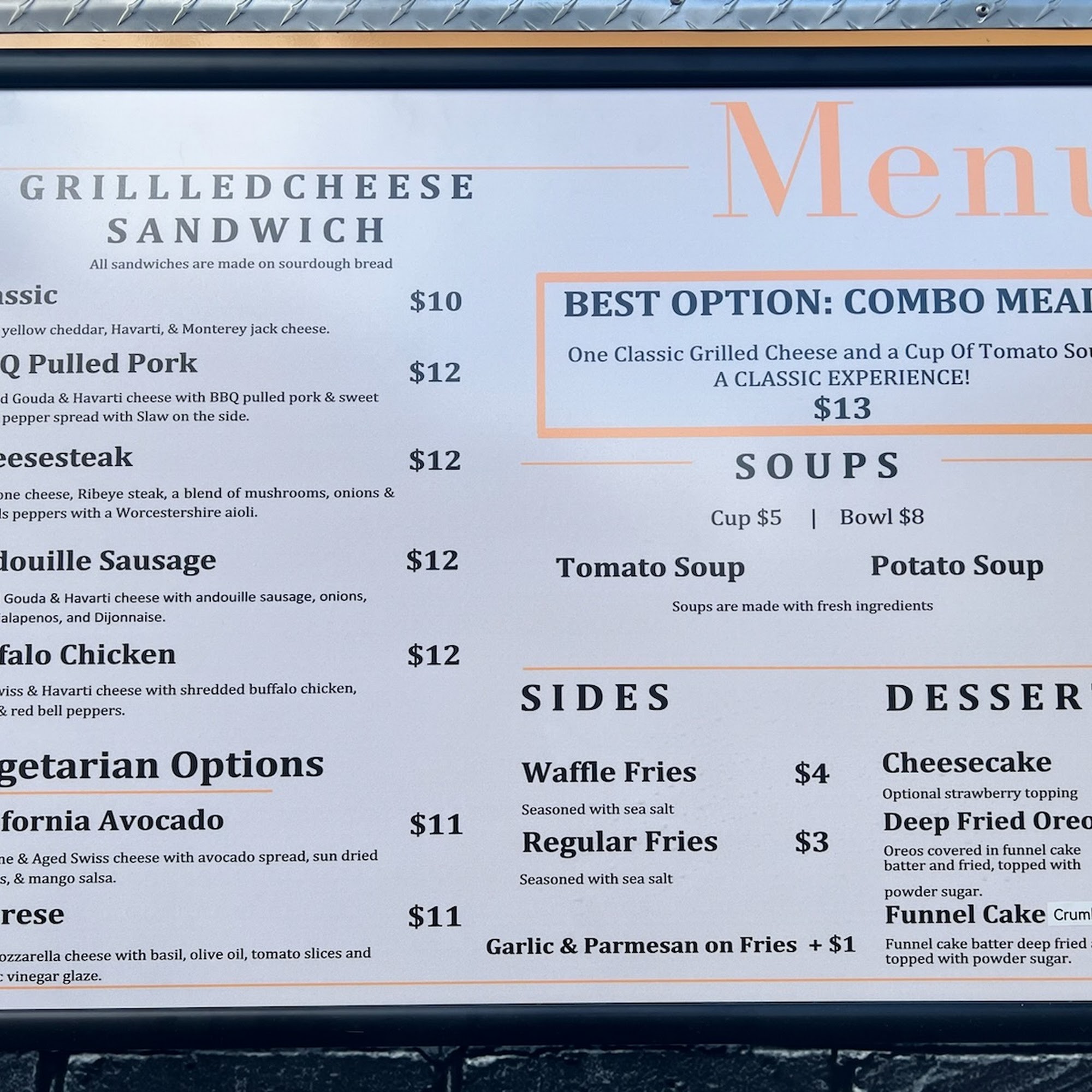 The Melted Bistro Menu