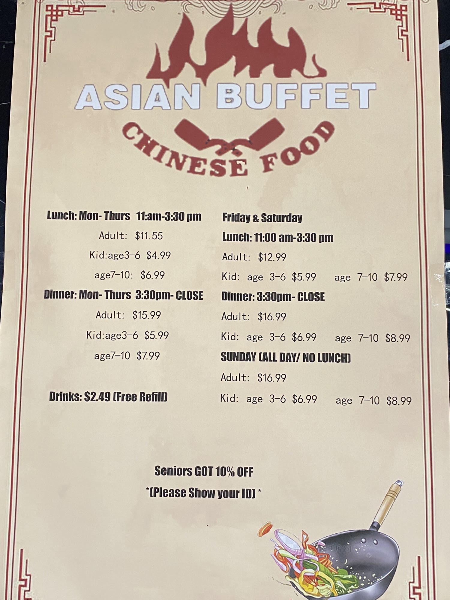 Asian Buffet Menu
