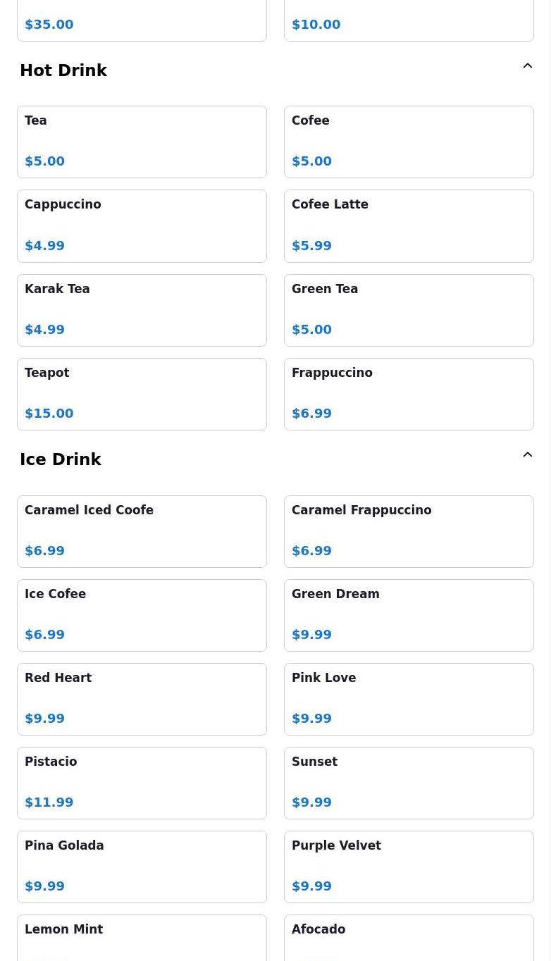 OMG CAFE' ,RESTURANT AND HOOKAH Menu