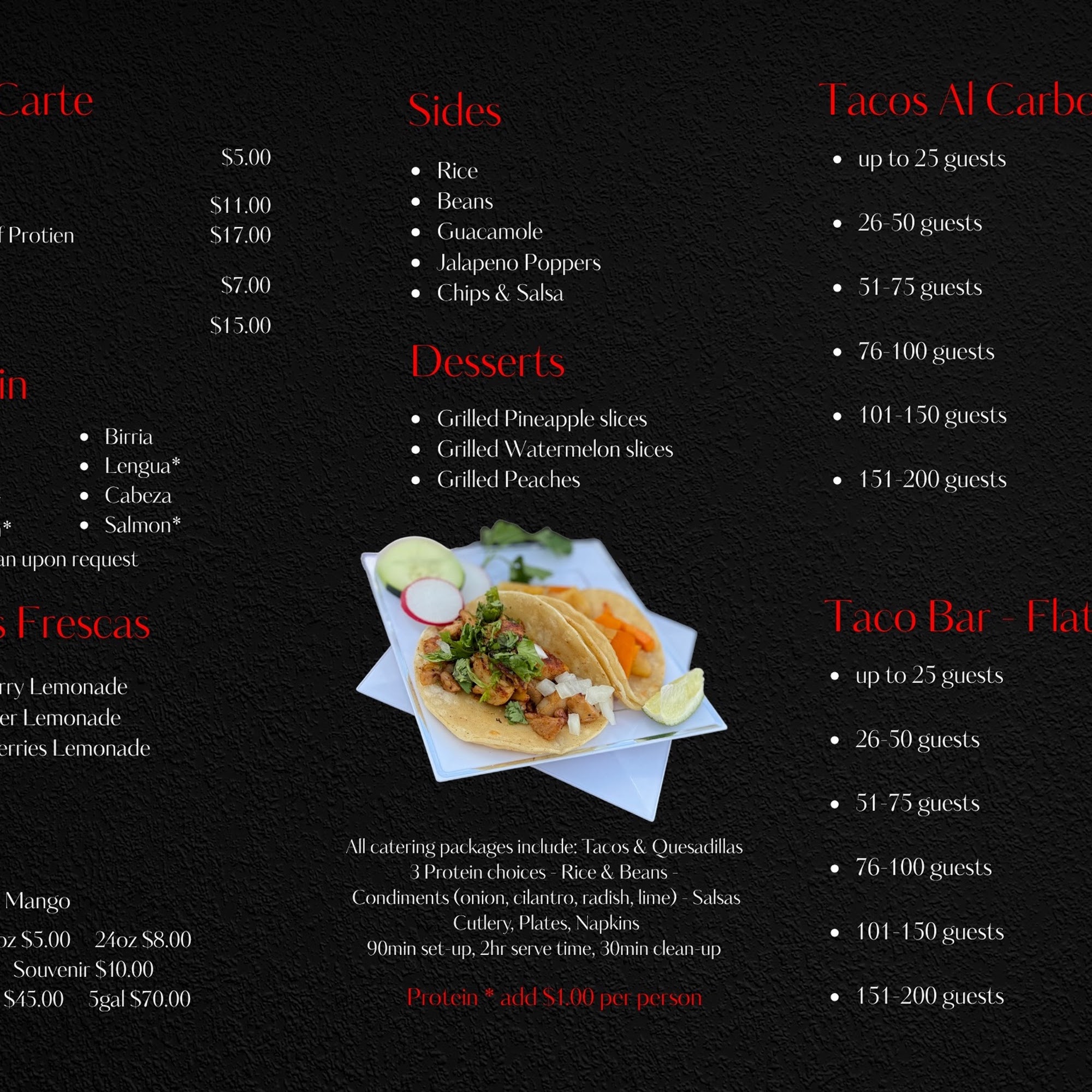 A Pa Tacos Estrella LLC Menu