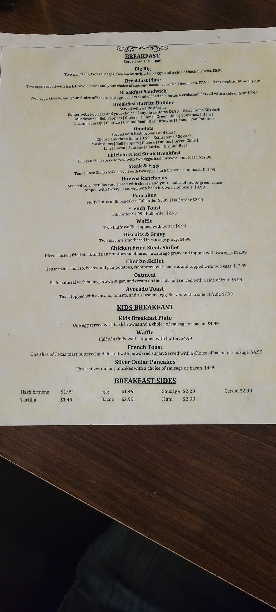 Hard hat bar and Grill Menu