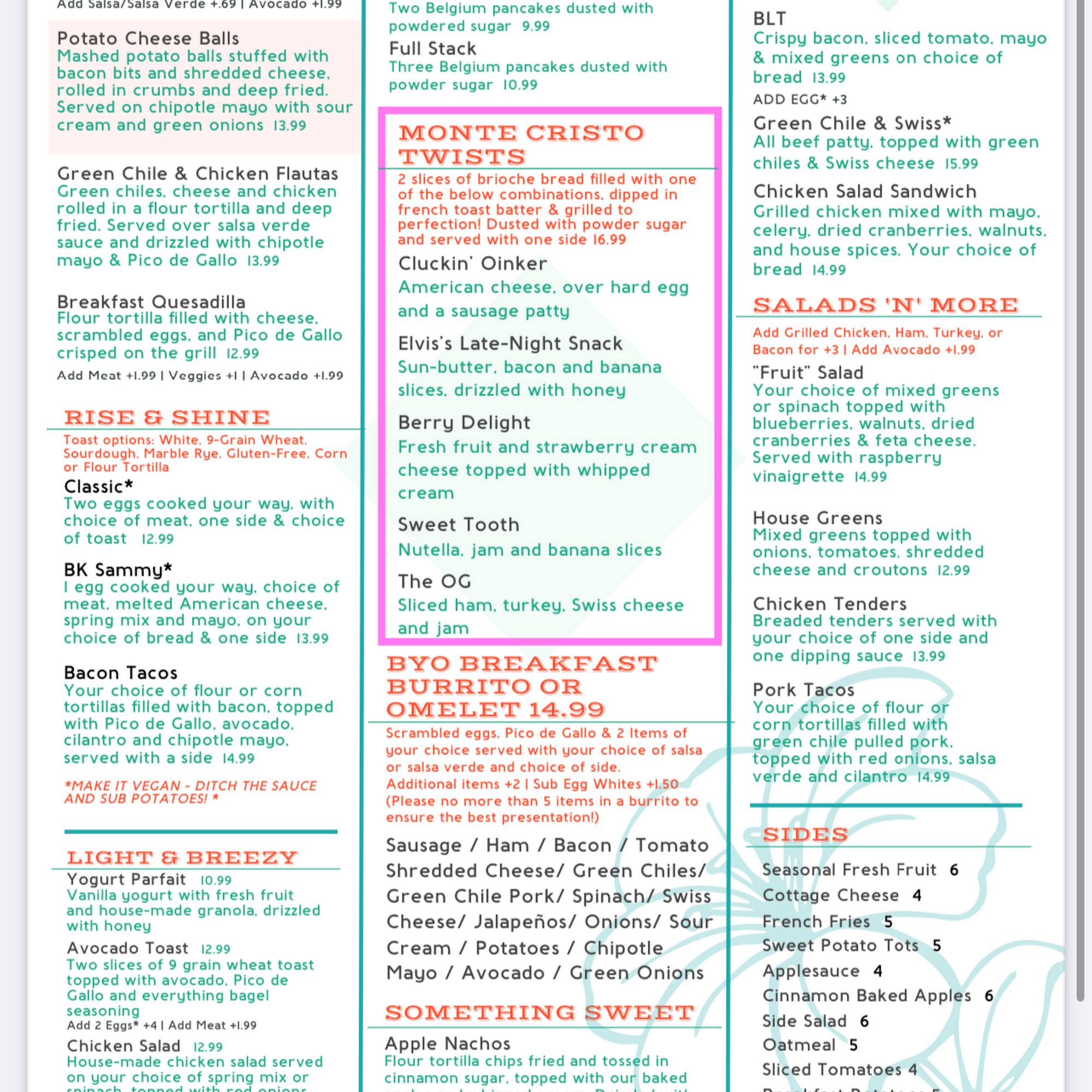 DiBella’s Brunch N’ Booze Menu
