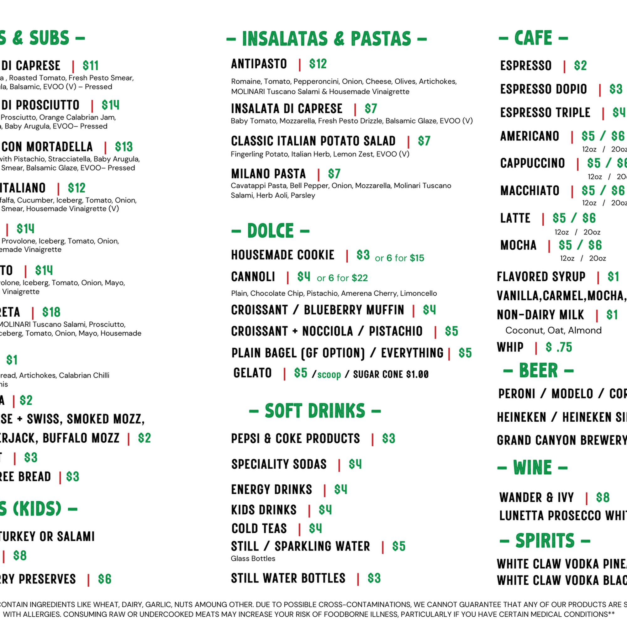 Lake Powell Italian Deli Menu
