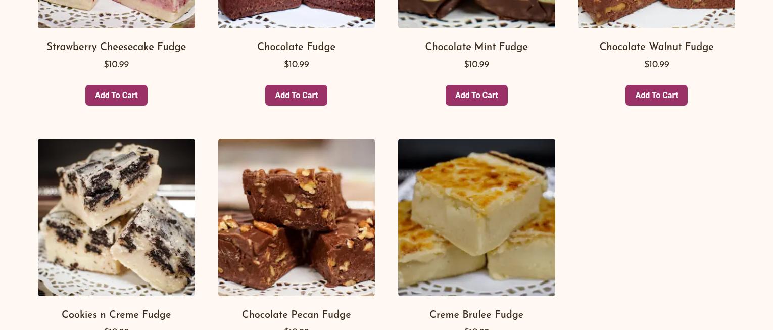 Sweet Country Charm Fudge & Gifts Menu
