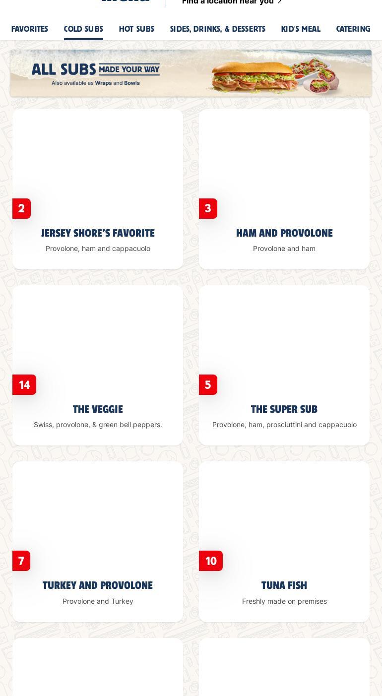 Jersey Mike's Subs Menu