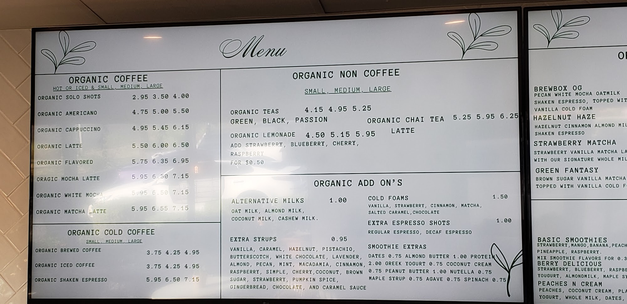 TheBrewBox Coffee Company Menu