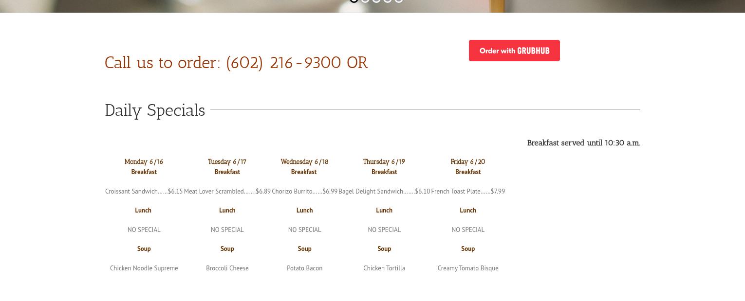 Veranda Bistro Menu