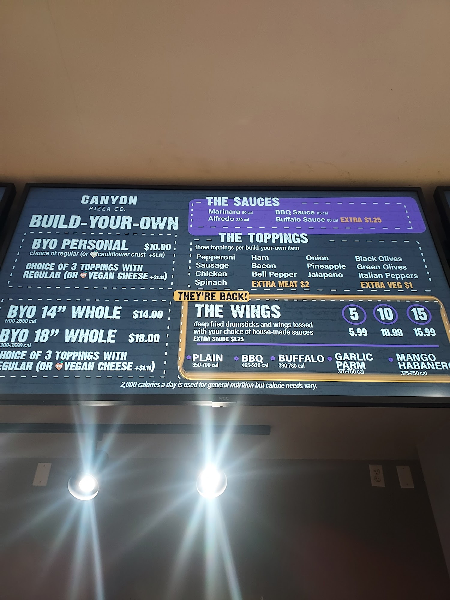 Canyon Pizza Co. (GCU ONLY) Menu