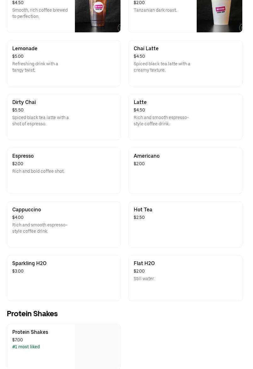 No Filter Coffee and Catering Carts Menu