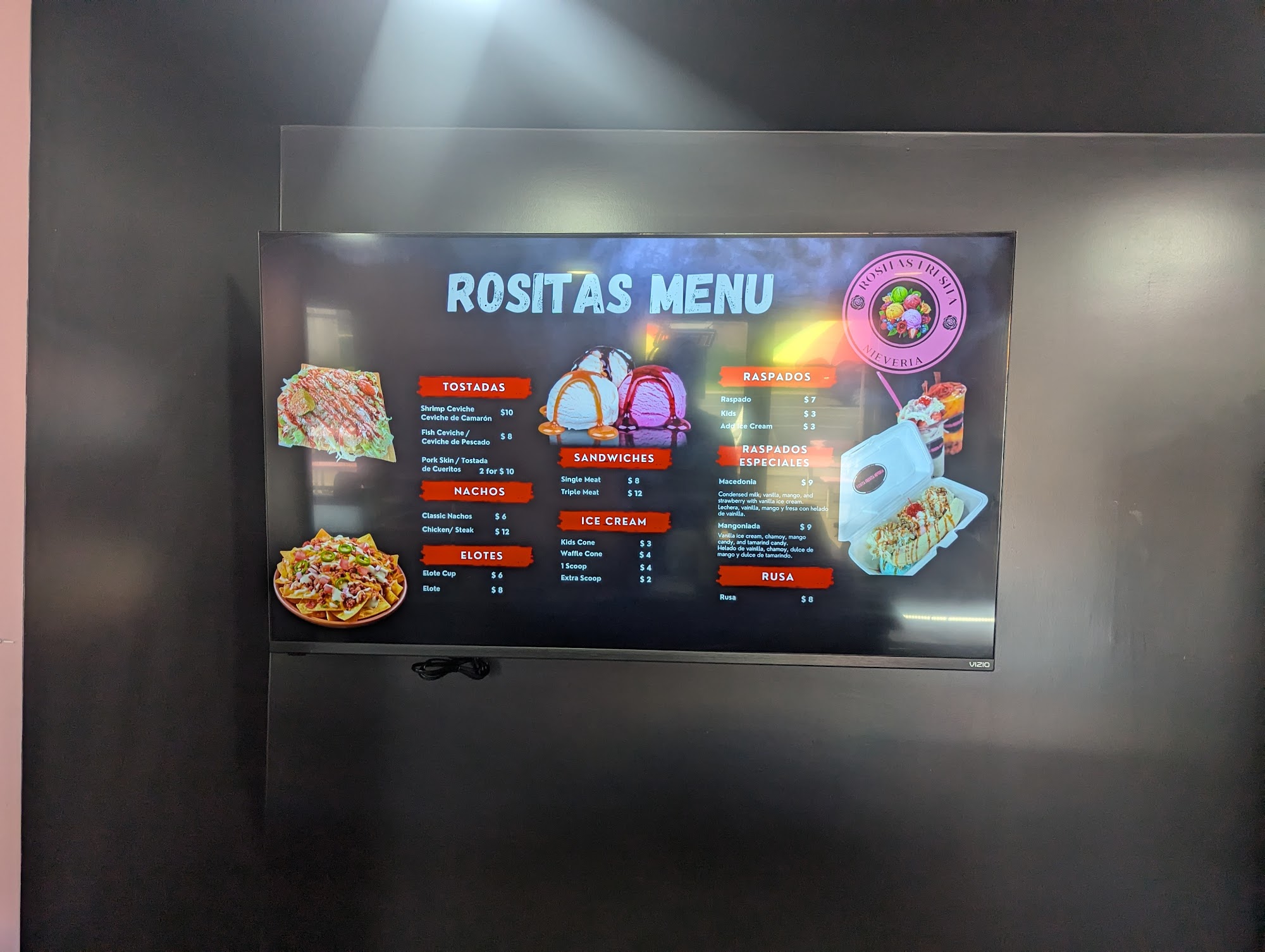 Rosita Fresita Neveria Cafe Menu