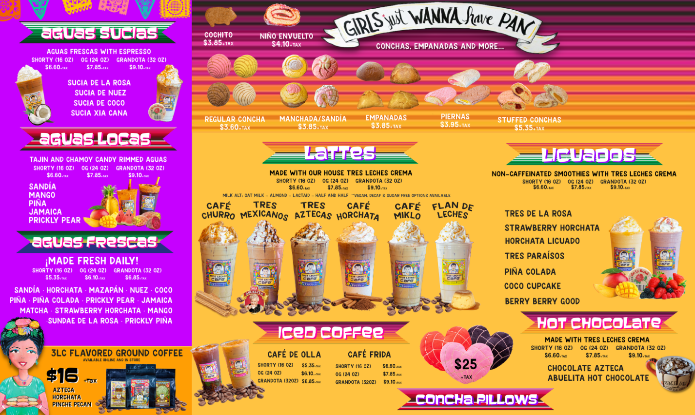 Tres Leches Café Menu