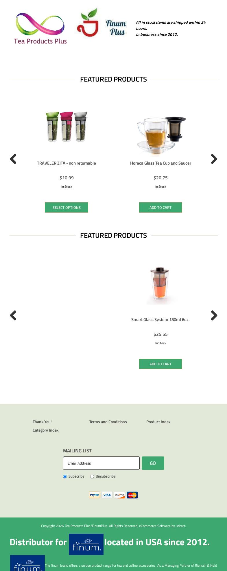 Tea Products Plus Menu