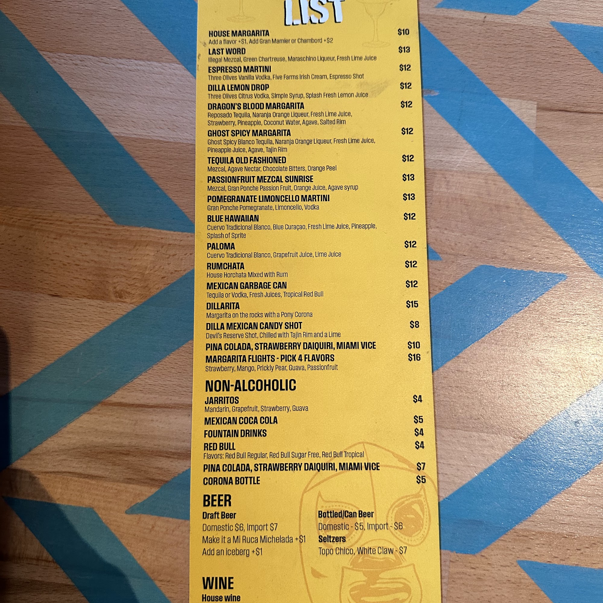 Dilla Libre Tres Menu