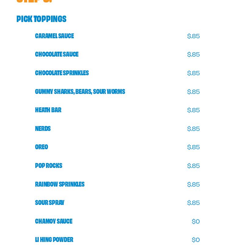 Tropical Sno & Creamery Menu