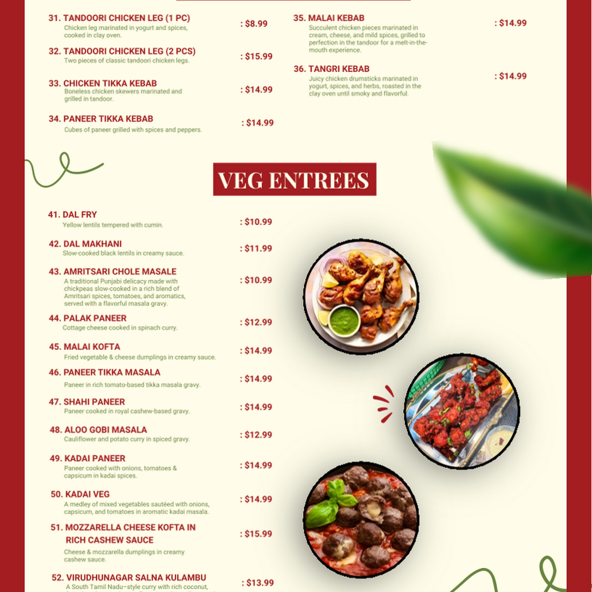 Tabla Indian Restaurant - Phoenix, AZ Menu