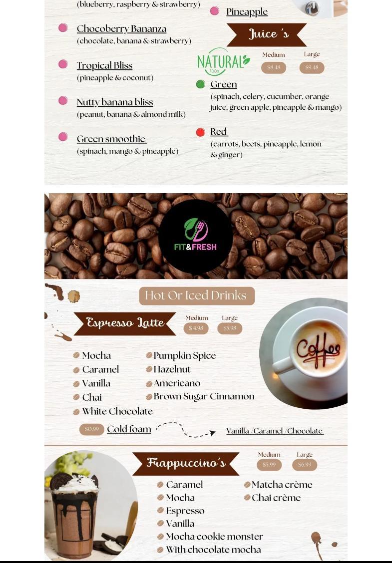 Fit & Fresh Menu