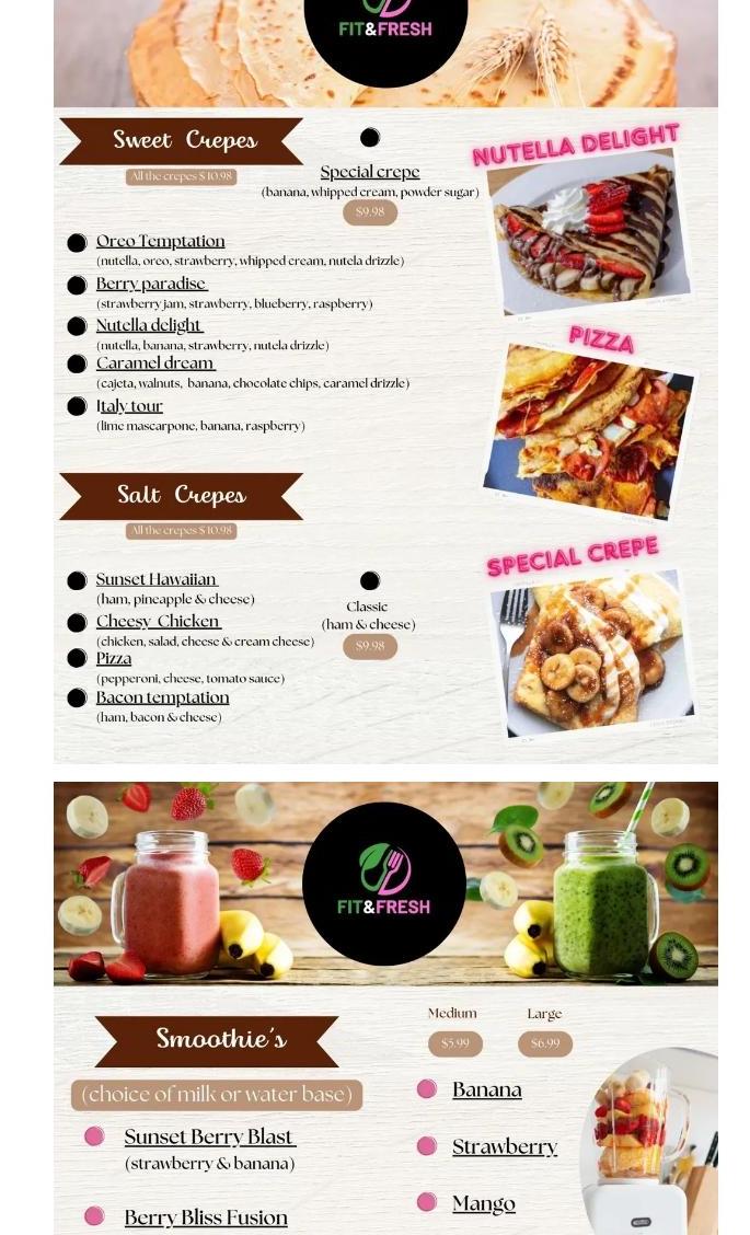Fit & Fresh Menu
