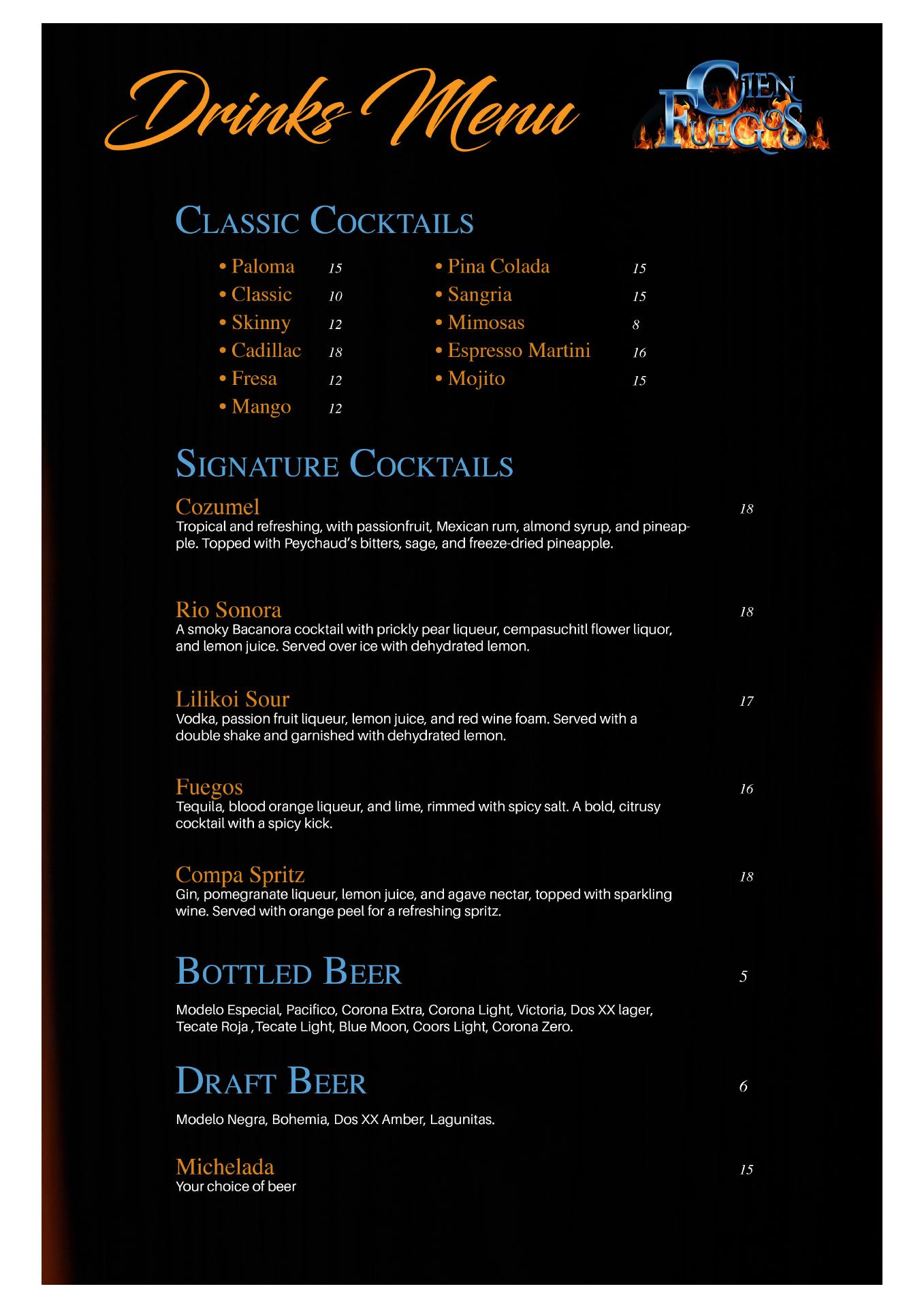 Casa 16 Restaurant Menu