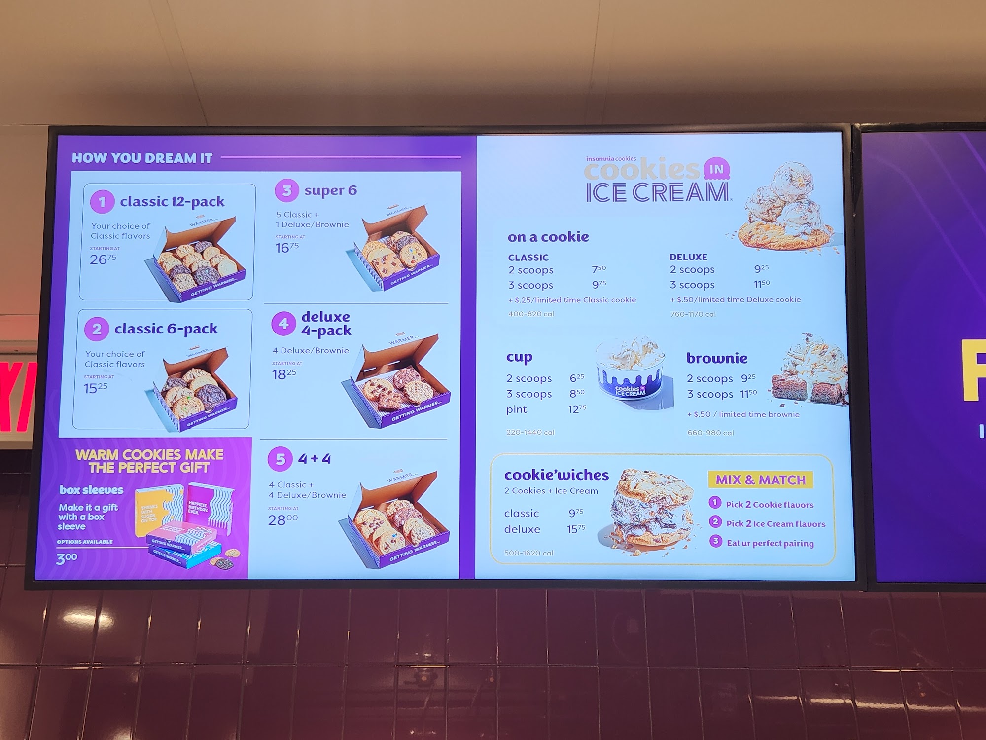 Insomnia Cookies Menu