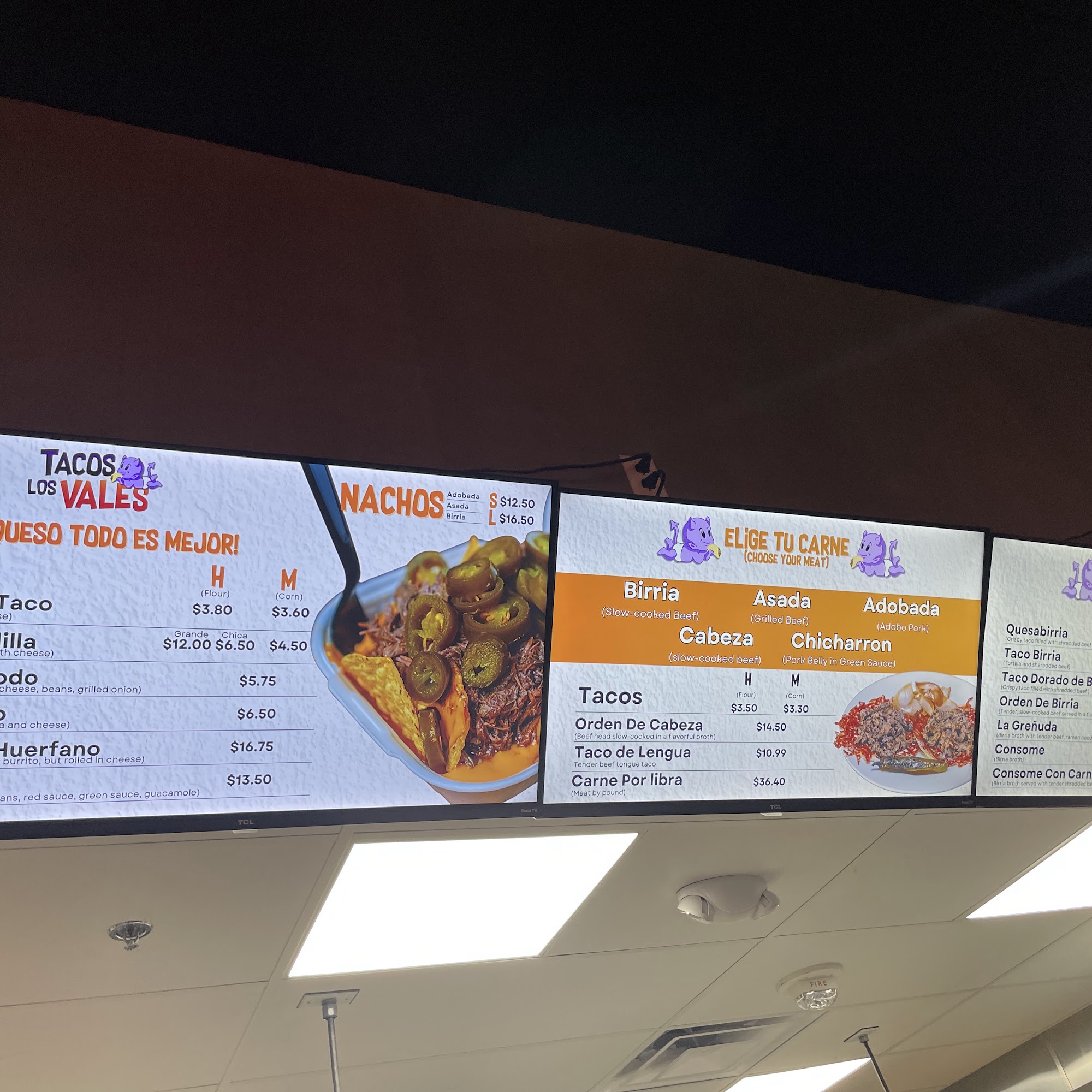 Tacos Los Vales Menu