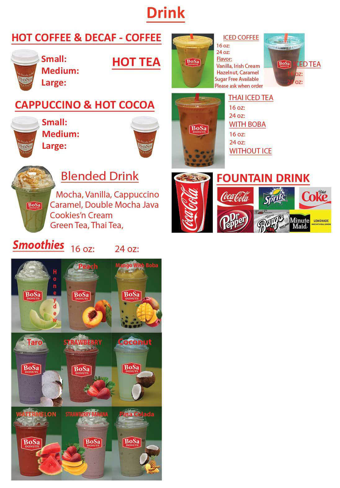 BoSa Donuts Menu