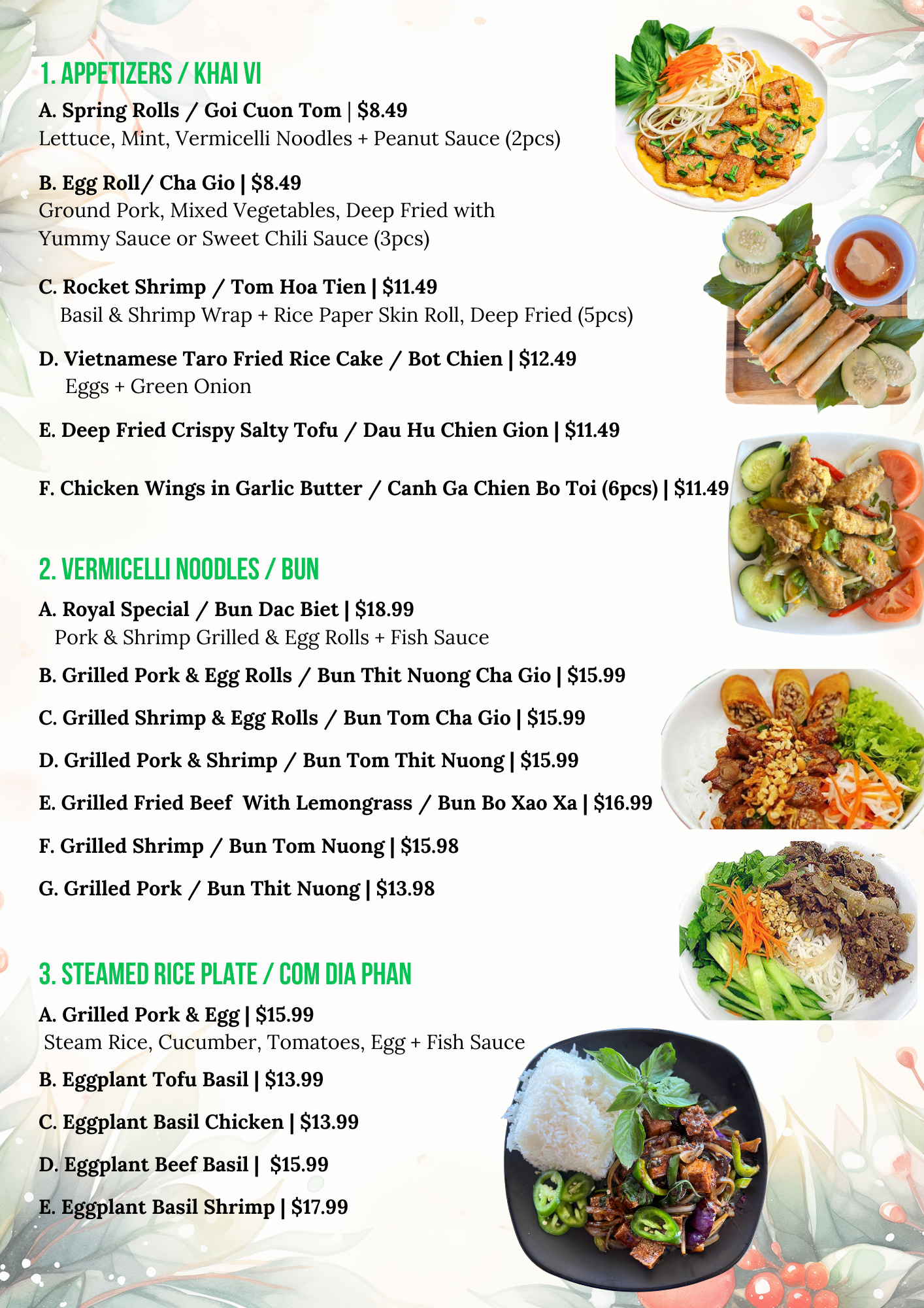 Royal Pho & Boba Menu