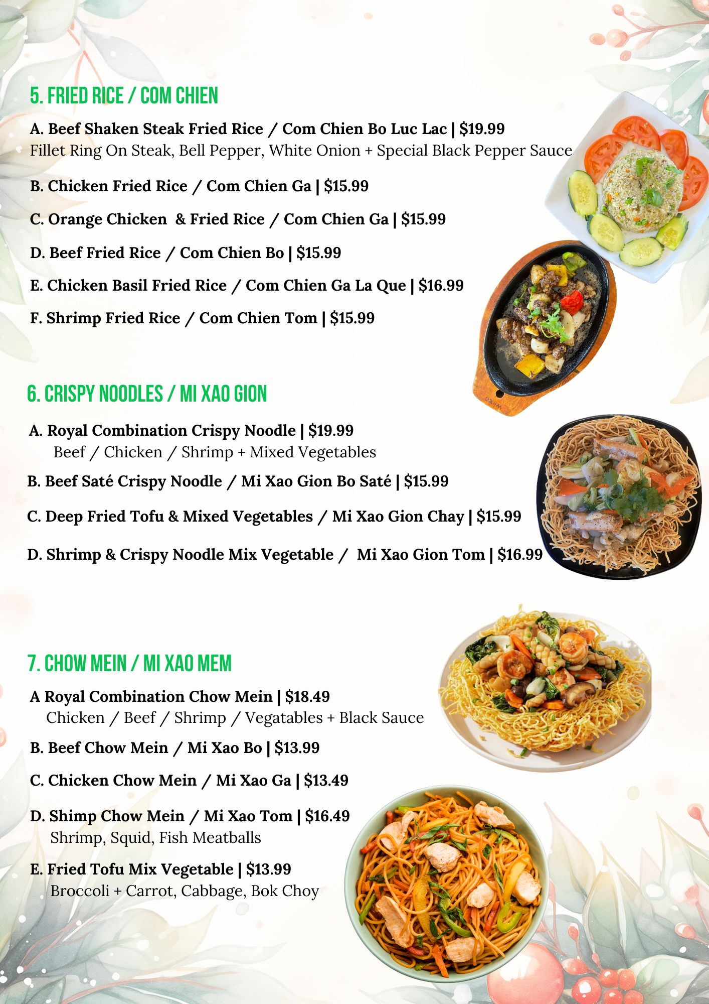 Royal Pho & Boba Menu