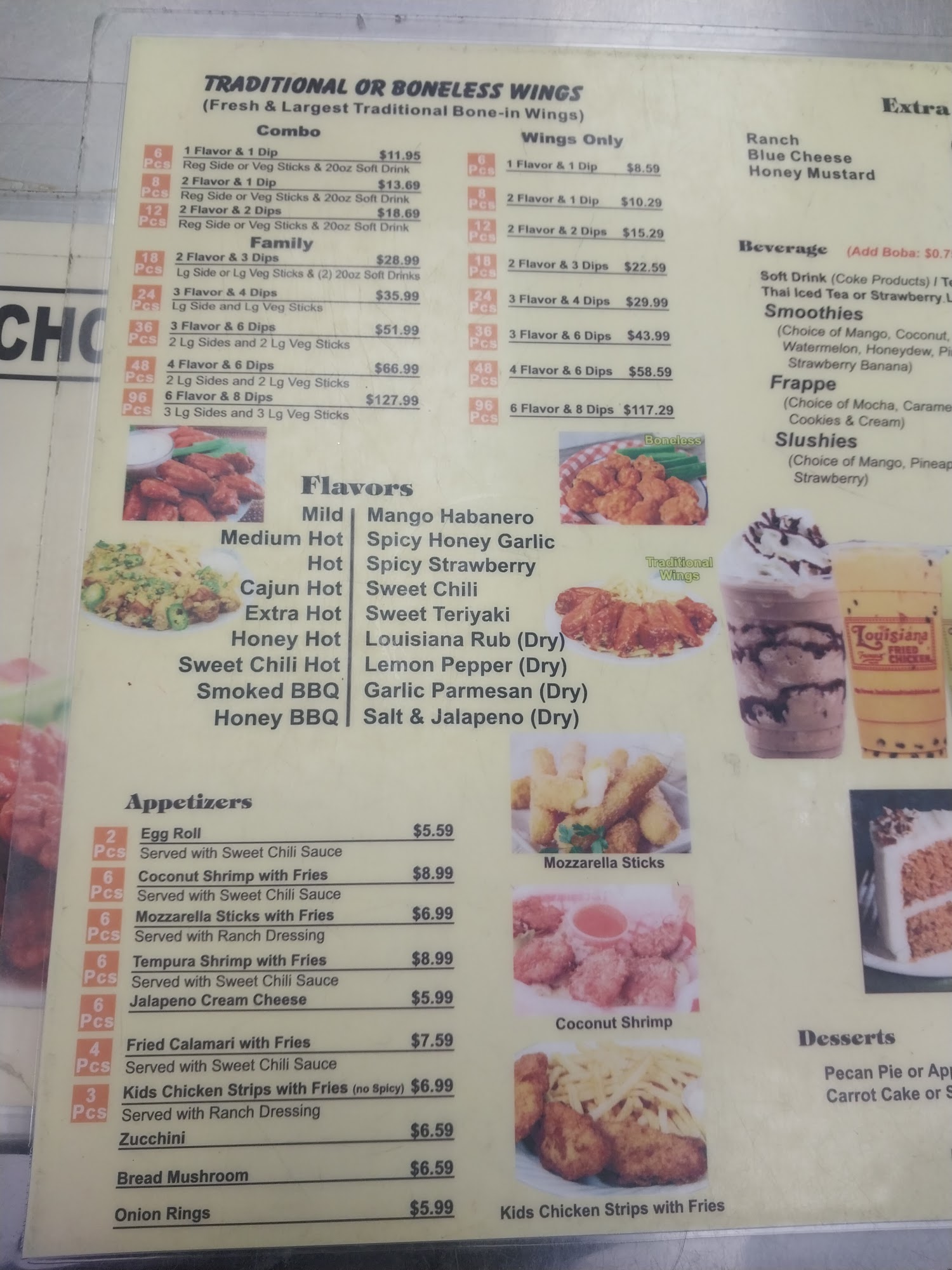 Louisiana Fried Chicken and Wings Menu