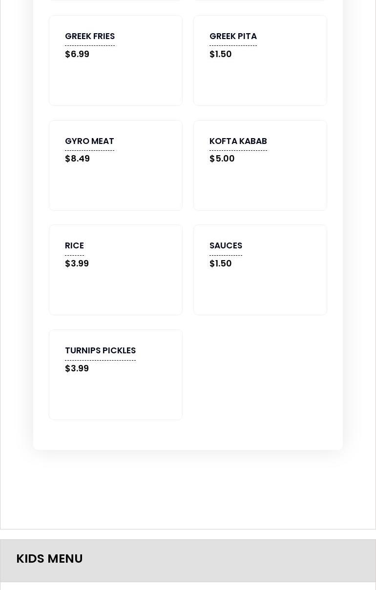 Supreme Shawarma Menu