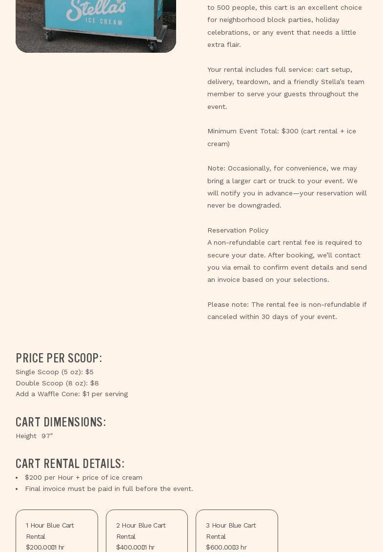 Stella's Ice Cream - Ahwatukee Menu