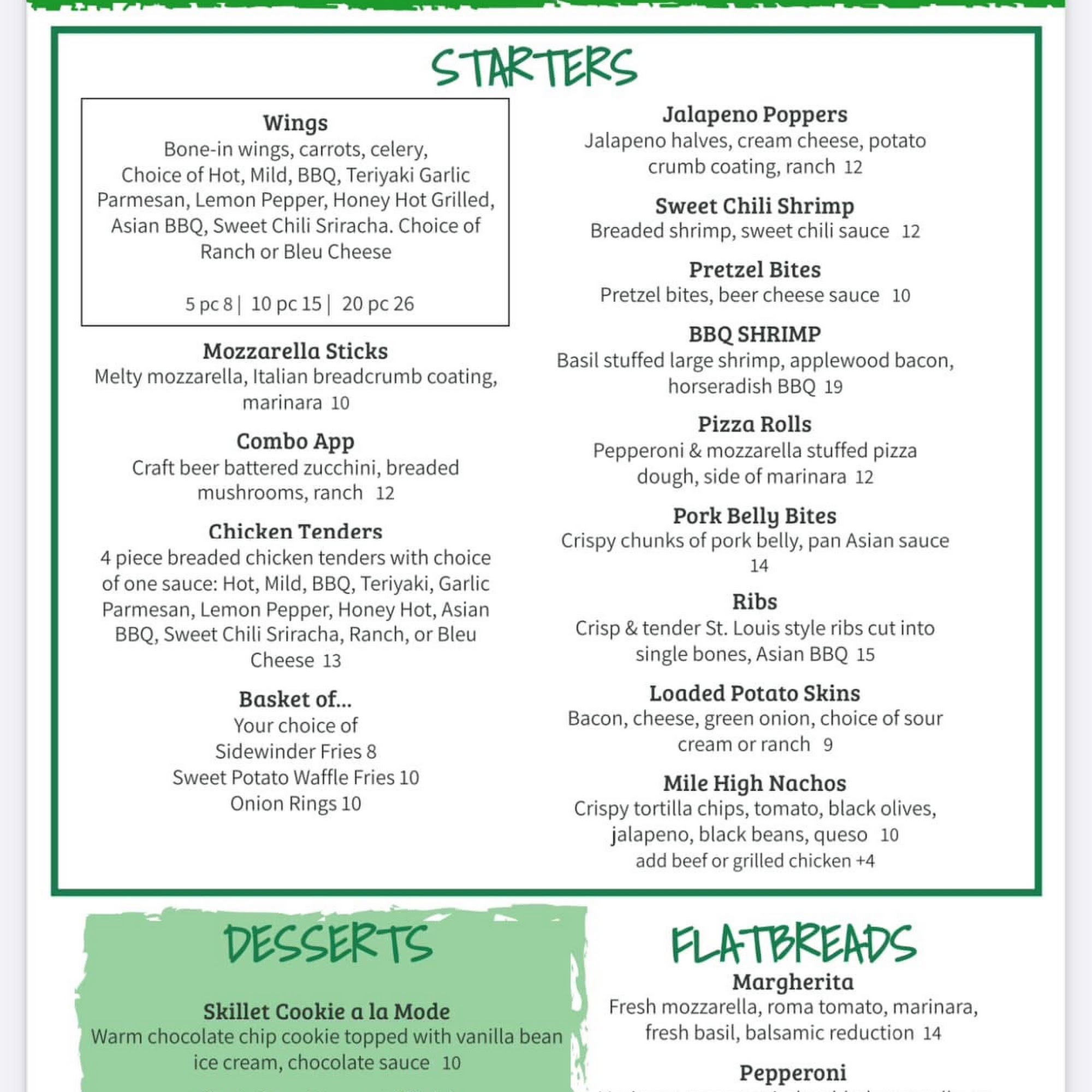The Fat Frog Menu