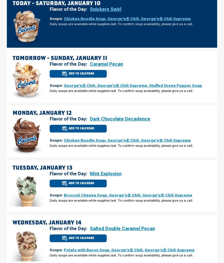 Culver’s Menu