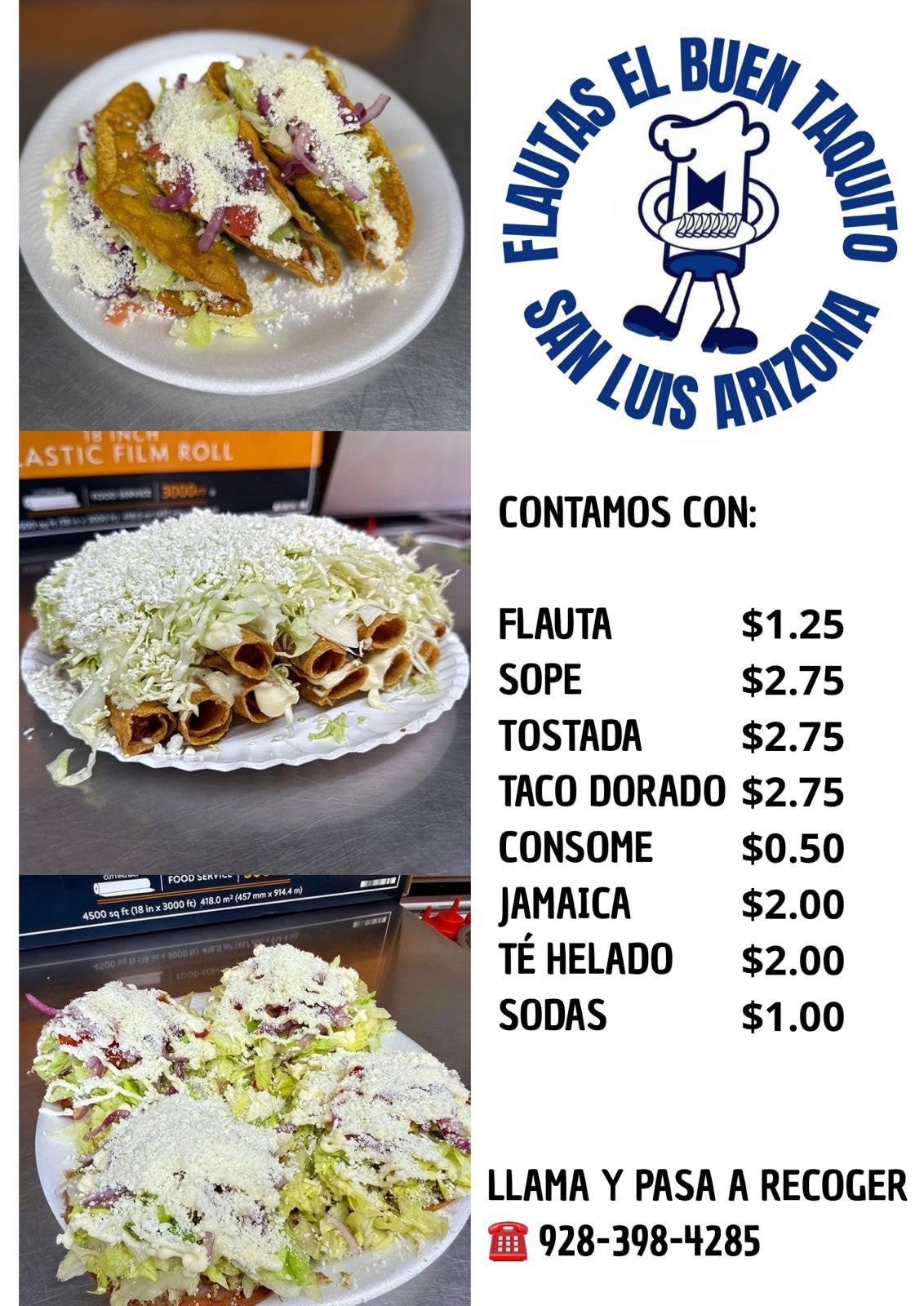Flautas el buen taquito Menu