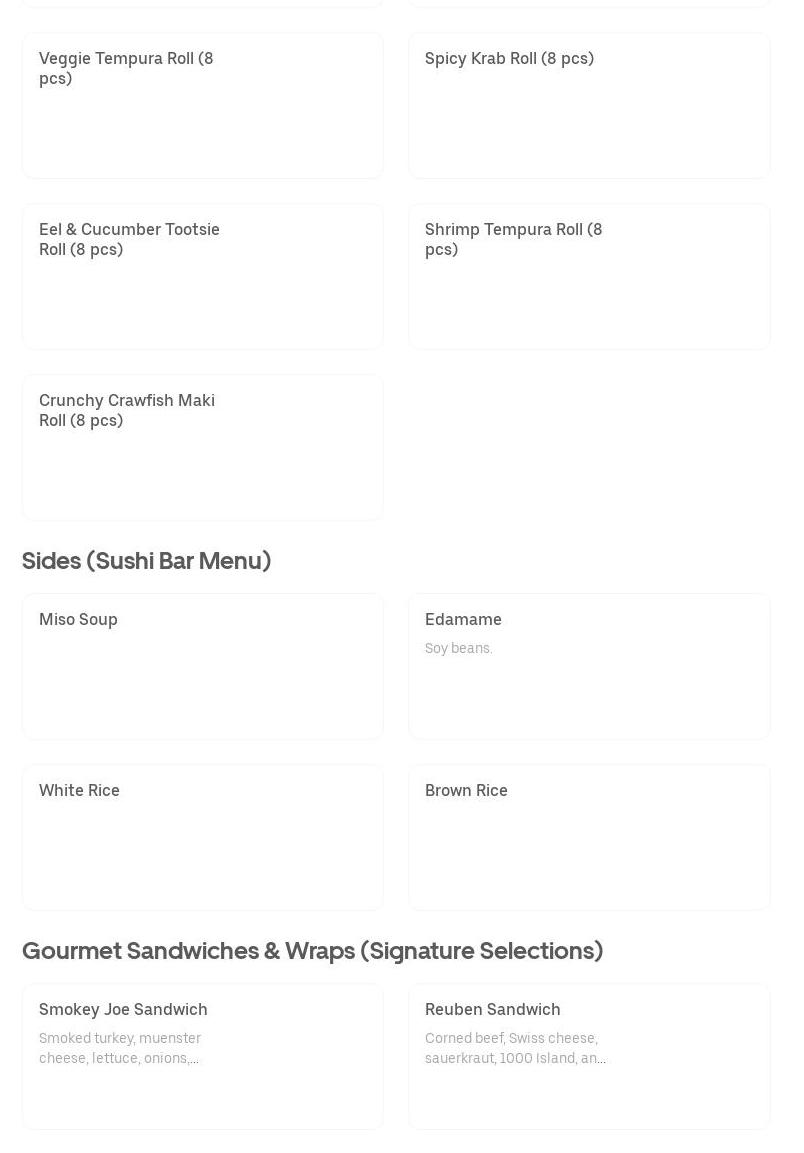 AJ’s Sushi Bar Menu