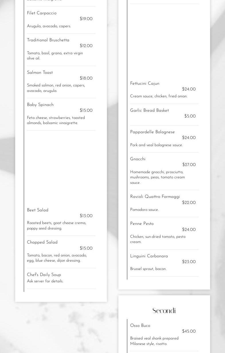 La Locanda Menu