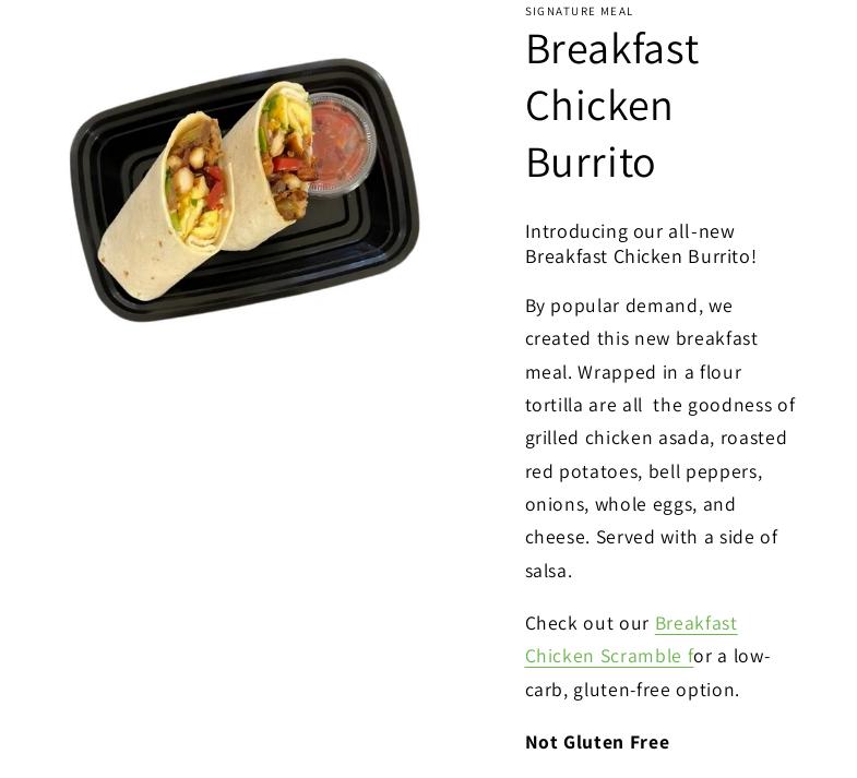 FitChoice Foods Menu