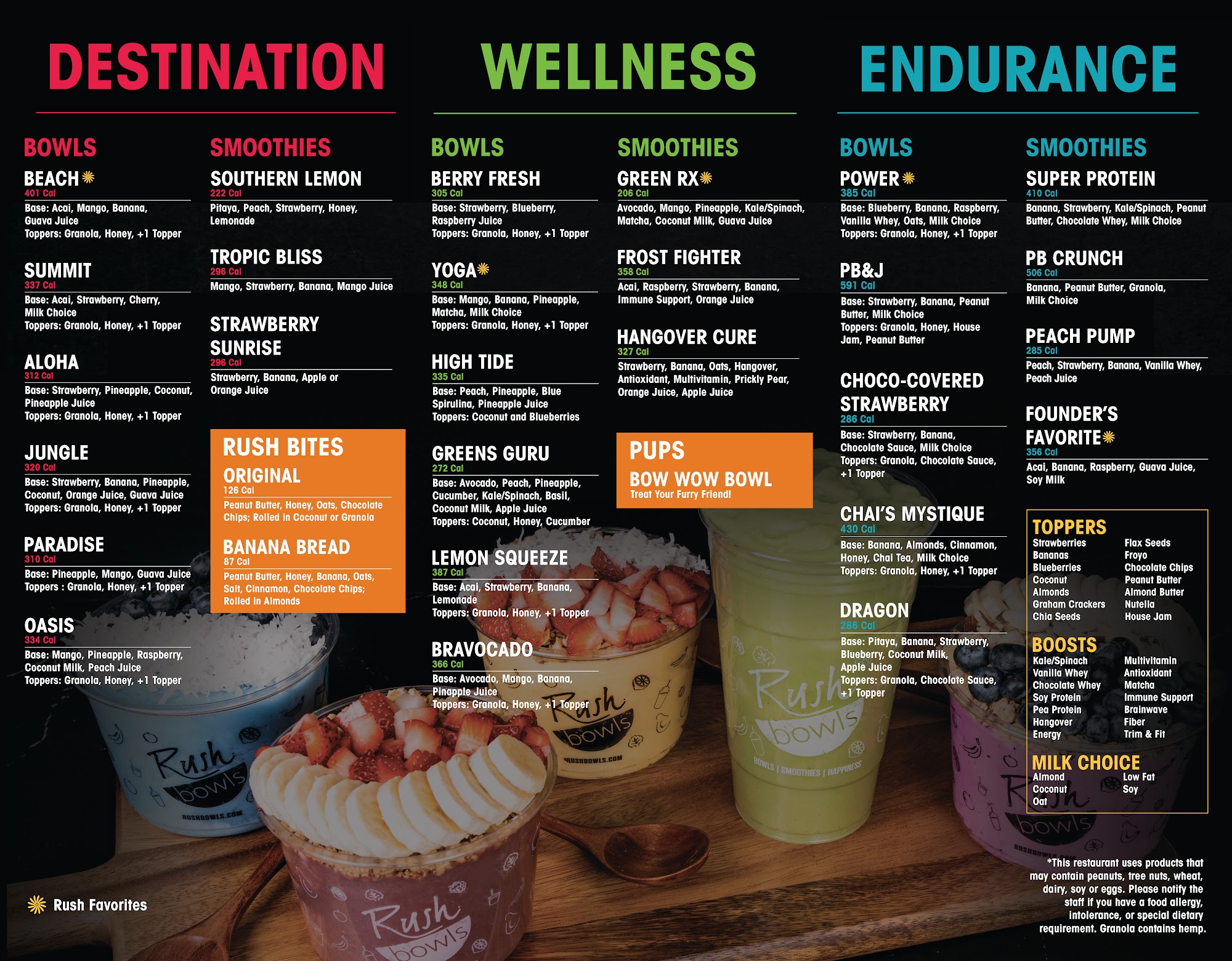 Rush Bowls Menu