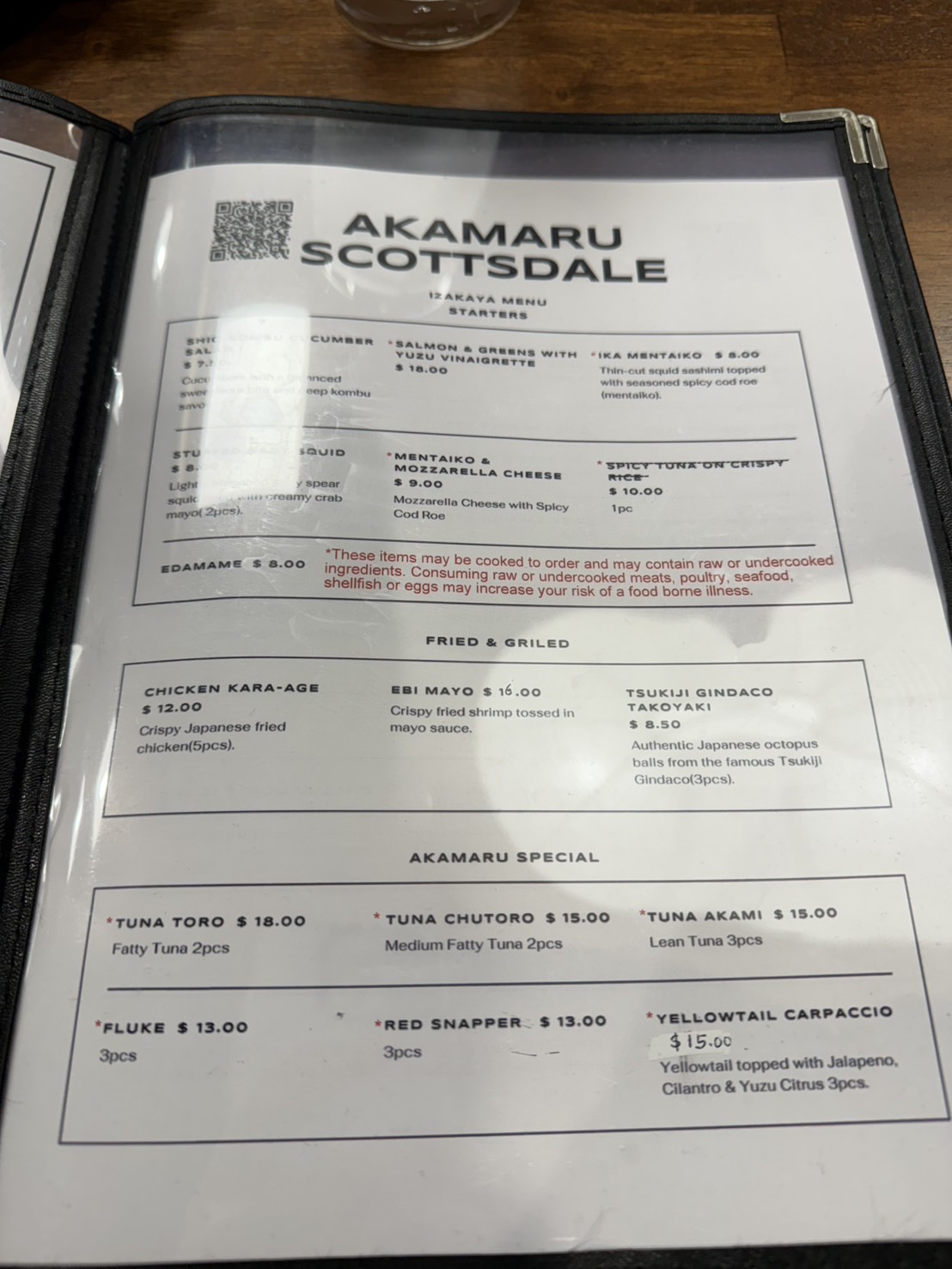 Akamaru Scottsdale Menu