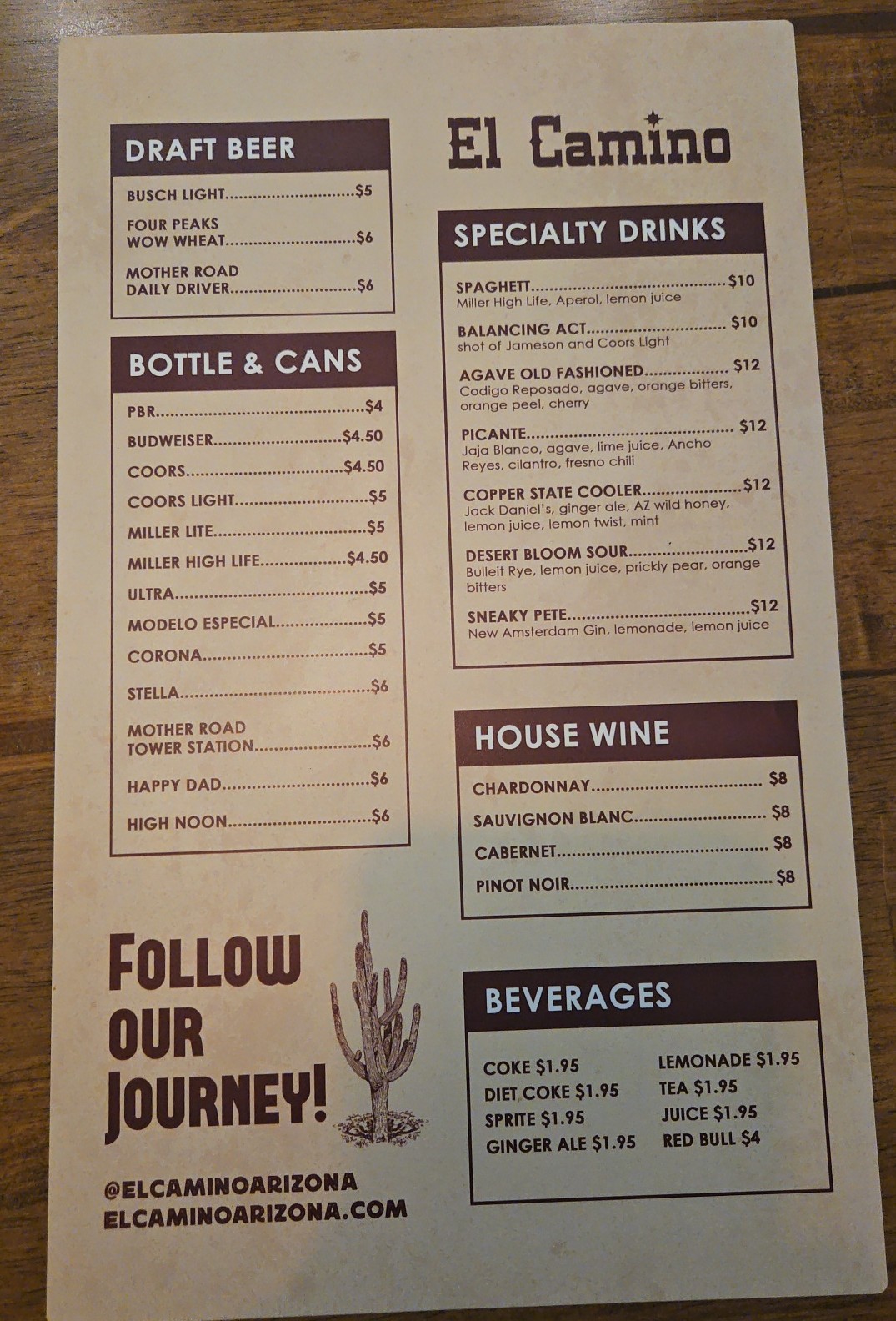 El Camino Menu