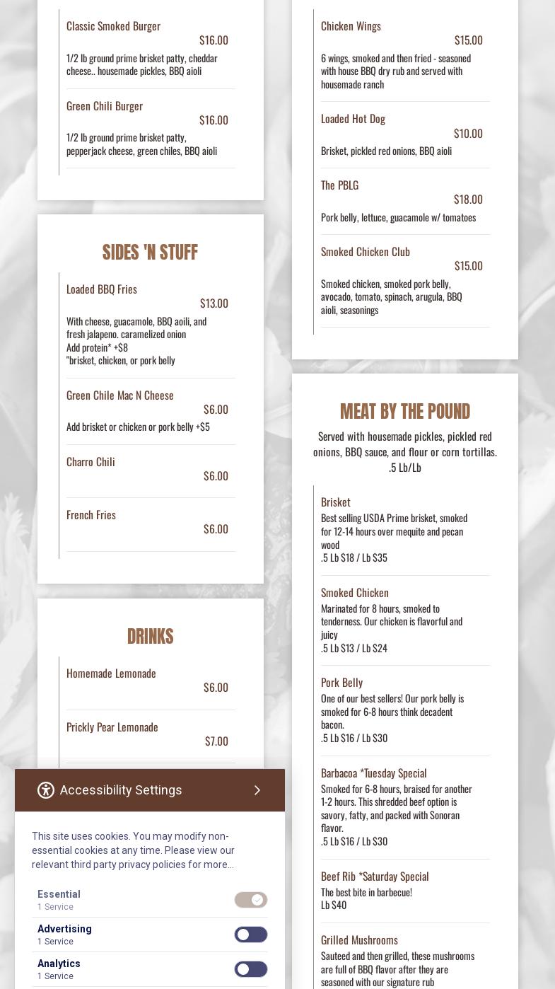 Pinnacle Brewing Company Menu