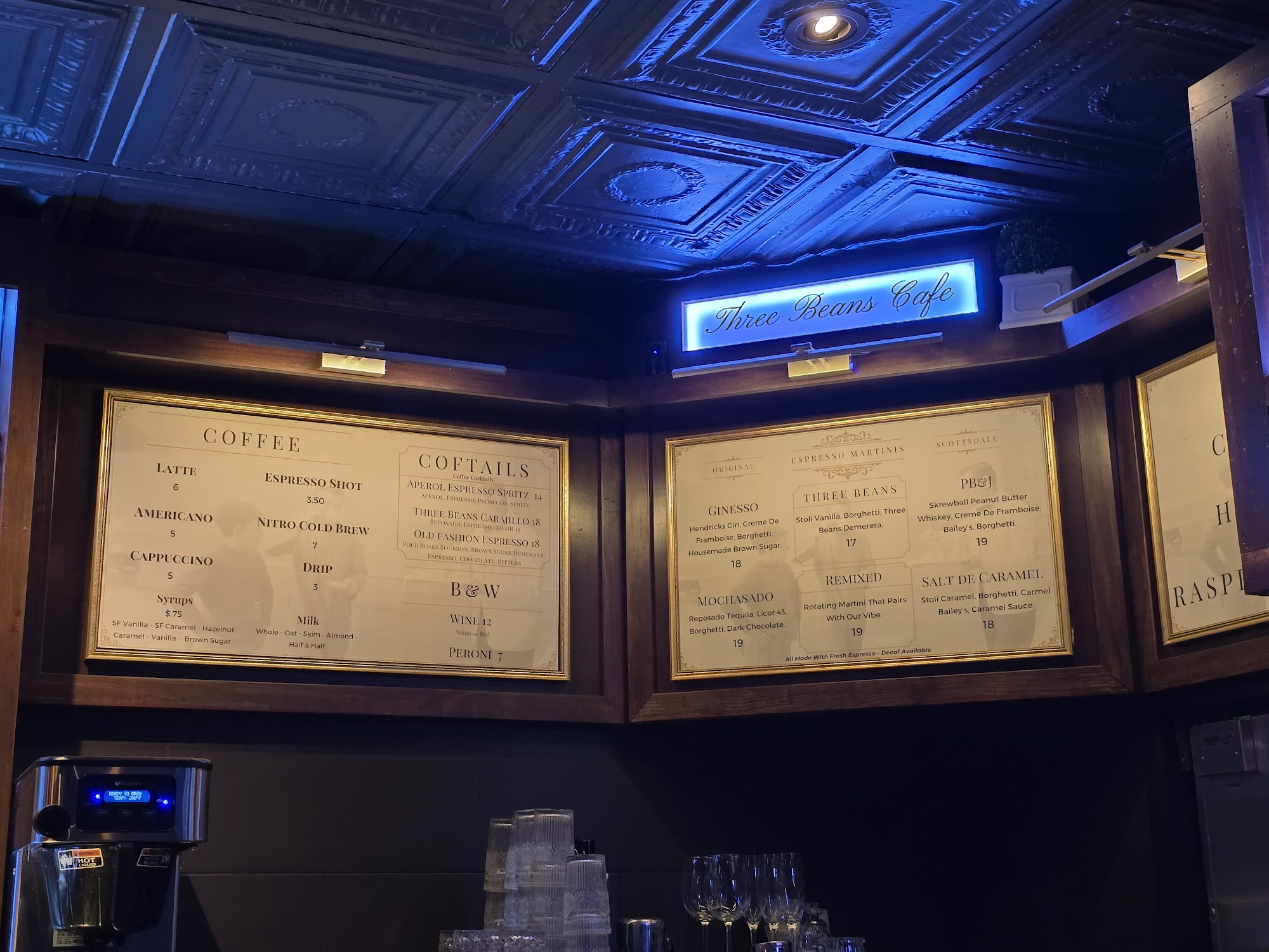 Three Beans Cafe Menu