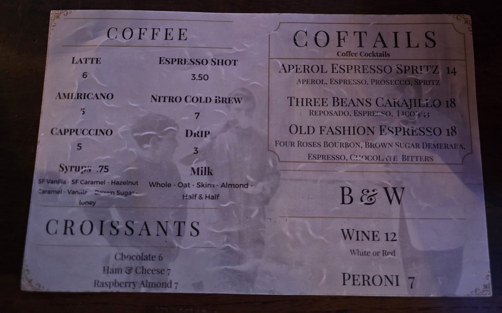 Three Beans Cafe Menu