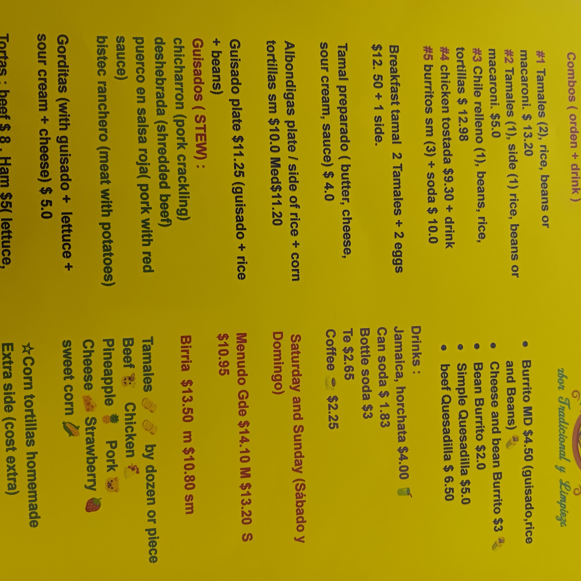 La Casa Del Tamal LLC Menu